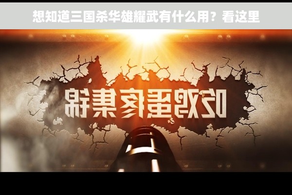 想知道三国杀华雄耀武有什么用？看这里